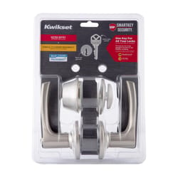 Kwikset Henley Satin Nickel Lever and Single Cylinder Deadbolt KW1 1-3/4 in.