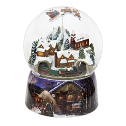 Roman Glitter Dome LED Multicolored Musical with Santa in Sleigh Table Decor 6 in.