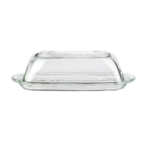 Anchor Hocking Presence Glass Butter Dish With Cover Set of 2, Clear