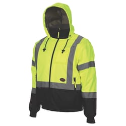 Pioneer L Long Sleeve Men's Hooded Insulated Bomber Jacket Hi-Viz Green/Yellow