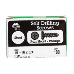 HILLMAN No. 10-16 X 3/4 in. L Phillips Pan Head Self-Drilling Screws 100 pk