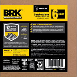 BRK 6 PK Hard-Wired w/Battery Back-up Ionization Smoke Detector