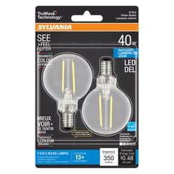 Sylvania Truwave G16.5 E12 (Candelabra) LED Bulb Daylight 40 Watt Equivalence 2 pk