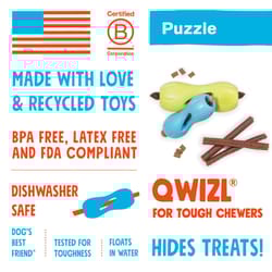 West Paw Zogoflex Blue Qwizl Plastic Dog Treat Toy/Dispenser Large in. 1 pk
