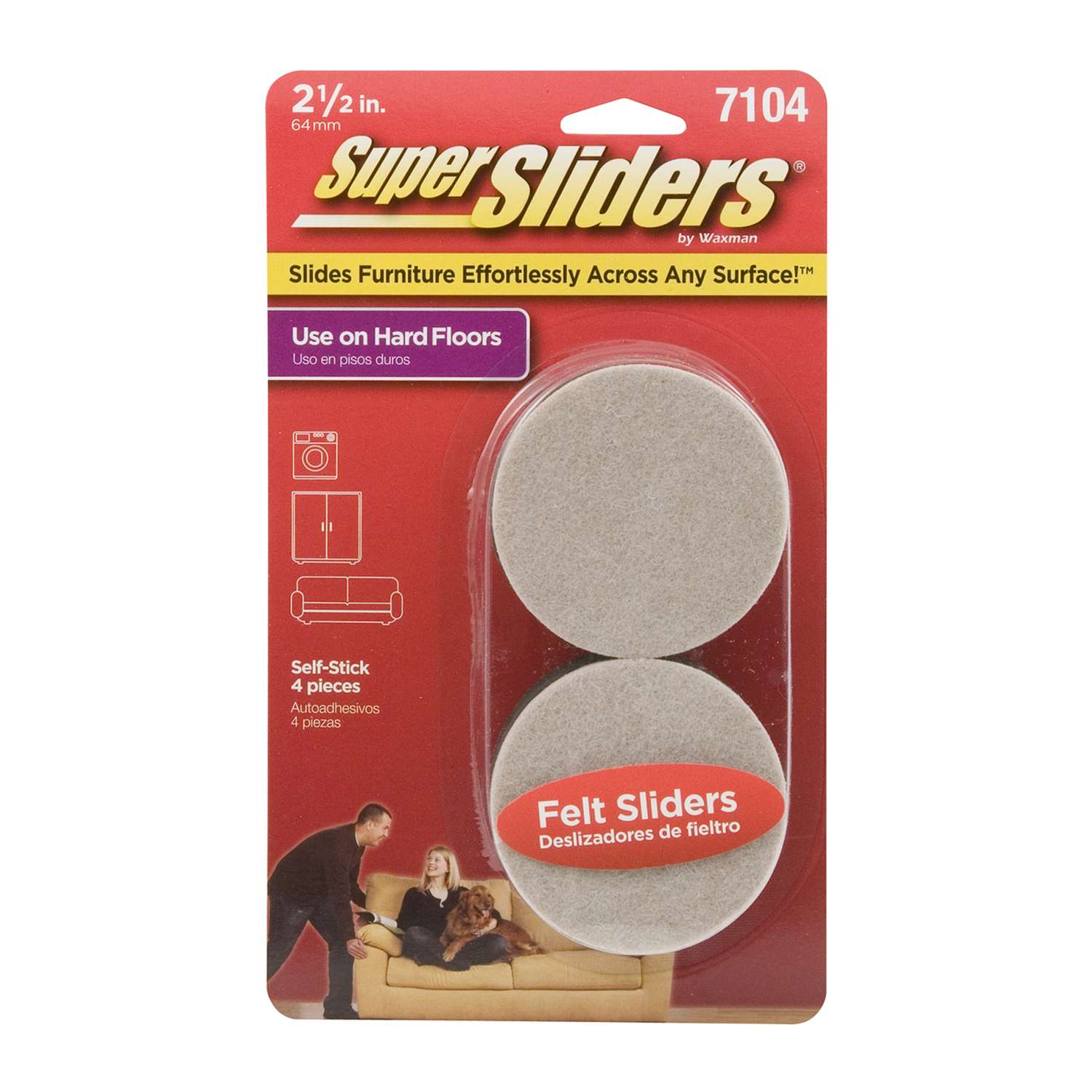 SuperSliders Felt Self Adhesive Protective Pad Brown Round 2.5 in. W X
