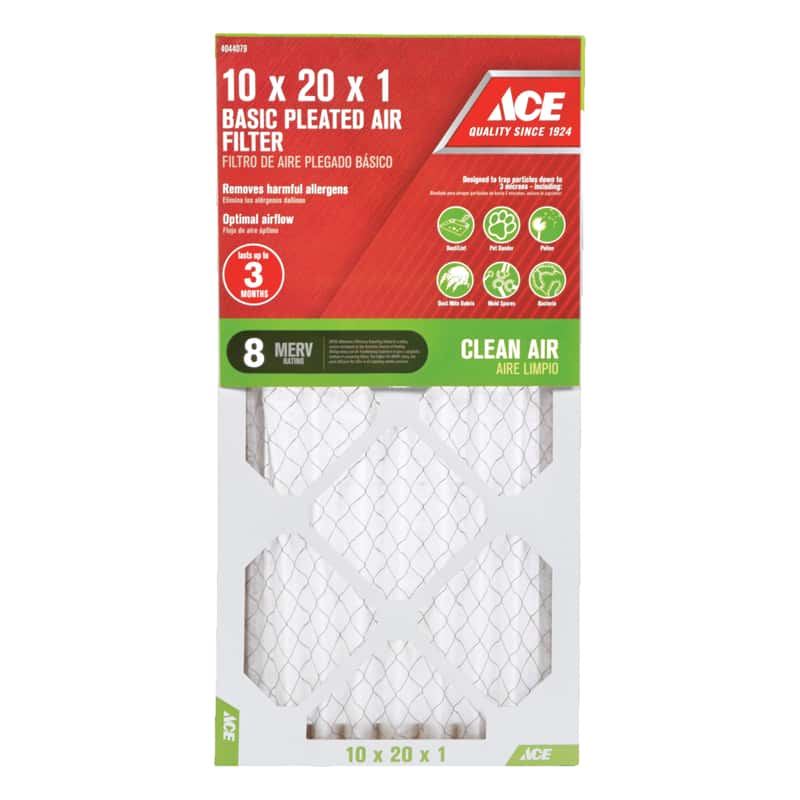 Ace 10 in. W x 20 in. H x 1 in. D Pleated 8 MERV Pleated Microparticle