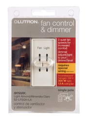 Lutron Skylark 1.5 amps Single pole Slide Fan Control Light Almond 1 pk