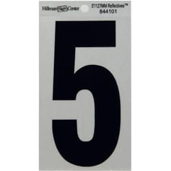 Hillman 5 in. Reflective Black Mylar Self-Adhesive Number 5 1 pc