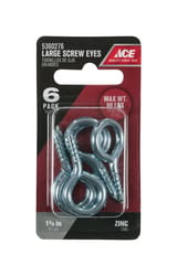 Ace 3/16 in. D X 1-5/8 in. L Zinc-Plated Steel Screw Eye 60 lb. cap. 6 pk