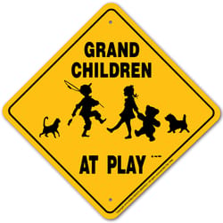 Noble Beasts Graphics English Yellow Children At Play Sign 12 in. H X 12 in. W