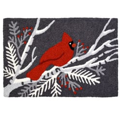 Jellybean 20 in. W X 30 in. L Multicolored Cardinal Bird on Gray Polyester Accent Rug