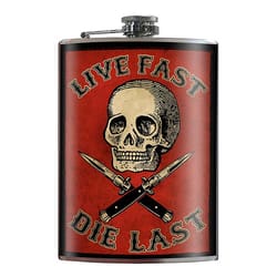 Trixie & Milo 8 oz Red/Black Stainless Steel Hip Flask