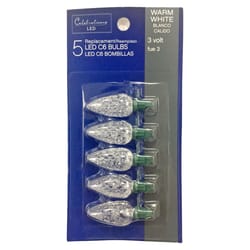 Celebrations LED C6 Warm White 5 ct Replacement Christmas Light Bulbs