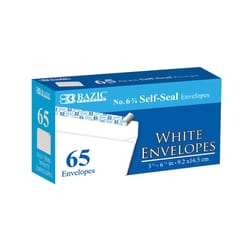 Bazic Products 3-5/8 in. W X 6-1/2 in. L No. 6 3/4 White Envelopes 65 pk