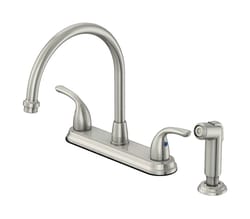 OakBrook Pacifica Two Handle Brushed Nickel Kitchen Faucet Side Sprayer Included