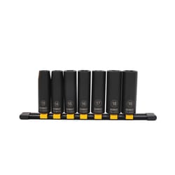 DeWalt 1/2 mm X 1/2 in. drive Metric 6 Point Deep Impact Socket Set 7 pc