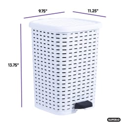 Superio Brand 12 L White Plastic Wicker Step Trash Can