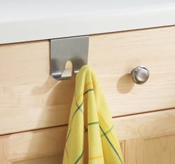 iDesign 2 in. L Brushed Nickel Silver Stainless Steel Medium Over the Cabinet Hook 1 pk