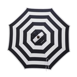 Living Accents 9 ft. Tiltable Navy White Stripe Market Umbrella