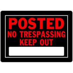 HILLMAN English Black No Trespassing Sign 10 in. H X 14 in. W