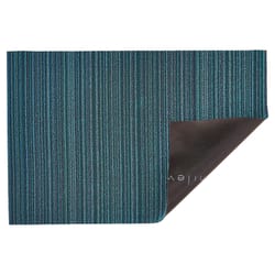 Chilewich 36 in. W X 60 in. L Aqua Stripe PVC Vinyl Rug