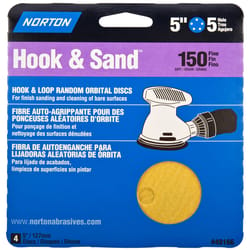 Norton Hook & Sand 5 in. Aluminum Oxide Hook and Loop A290 Sandpaper Vacuum Disc 150 Grit Fine 4 pk