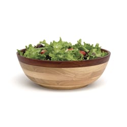 Lipper International Natural Rubberwood Two-Tone Salad Bowl 12 in. D 1 pc