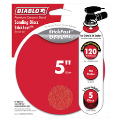 Diablo StickFast 5 in. Ceramic Blend Adhesive Sanding Disc 120 Grit Fine 5 pk