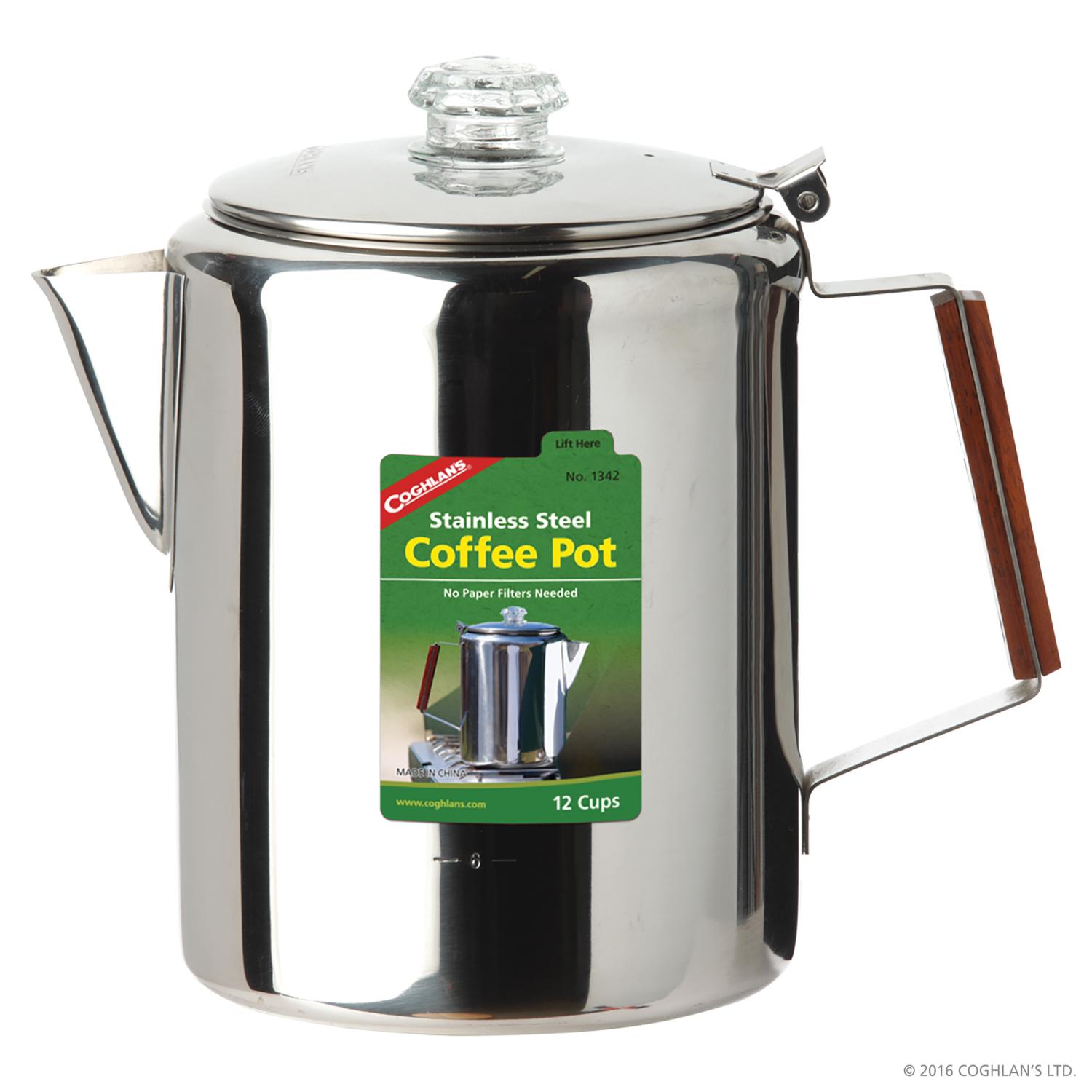 Coghlan’s Silver Coffee Pot 9.5 in. H X 6 in. W X 8.5 in. L 12 cups 1 pc Sansujyuku sansujyuku.com