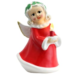 Mr. Christmas LED Red/White Angel Figurine 9 in.