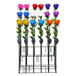 Alpine Assorted Glass 33 in. H Tulip Petals Outdoor Garden Stake