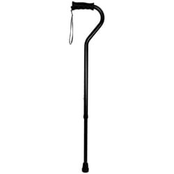 Carex Health Brands Black Offset Walking Cane w/Strap Aluminum/Plastic 39.5 in. H X 6.8 in. L