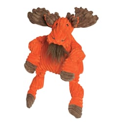 HuggleHounds Knottie Brown/Orange Plush Morris Moose Squeaky Dog Toy Large 1 pk