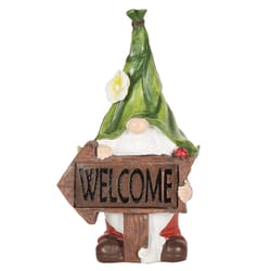 Zingz & Thingz Polyresin Multi-color 13 in. Gnome with Glowing Welcome Garden Statue