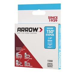 Arrow T50 3/8 in. W X 1/4 in. L 18 Ga. Flat Crown Heavy Duty Staples 1250 pk