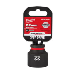 Milwaukee Shockwave 22 mm X 3/8 in. drive Metric/SAE 6 Point Standard Impact Socket 1 pc