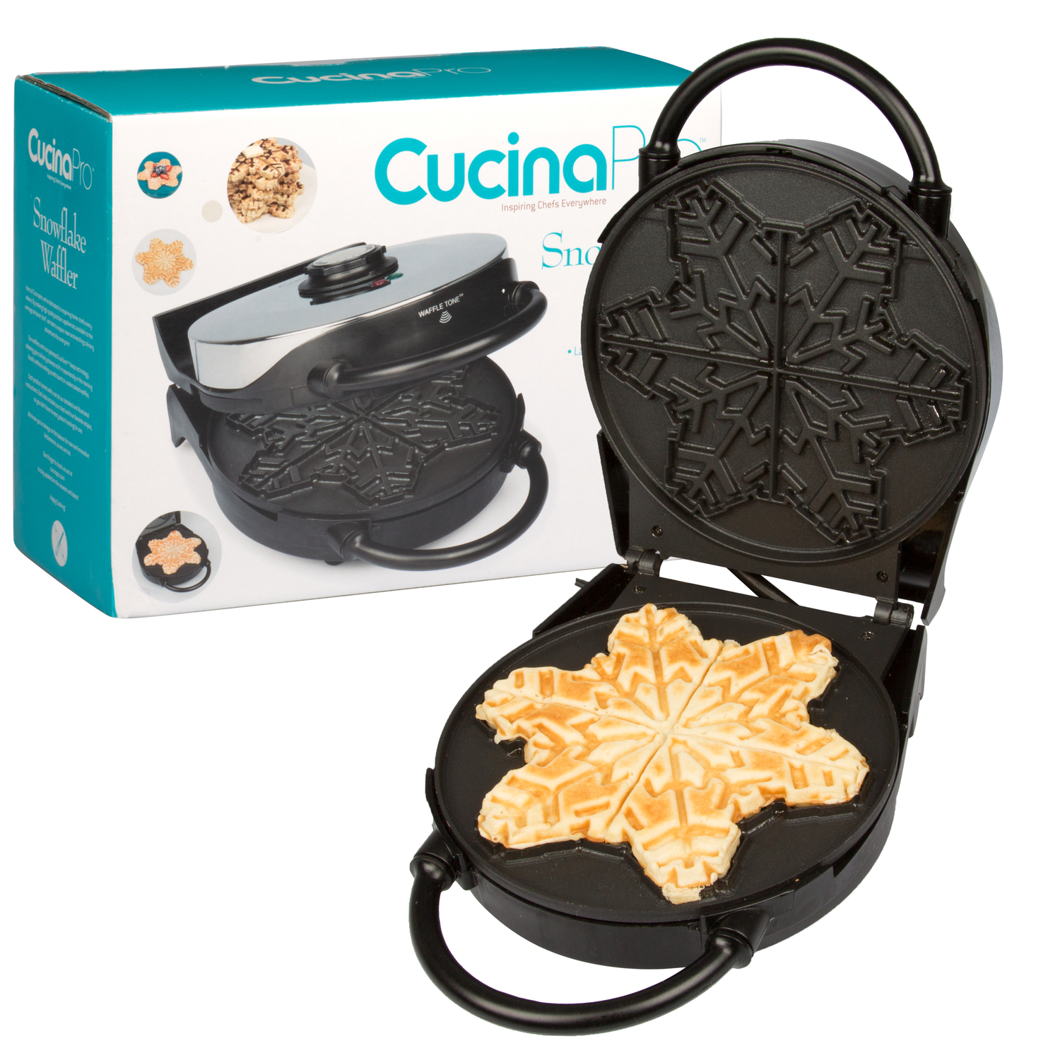 CucinaPro Snowflake 1 waffle Silver Stainless Steel Waffle Maker Sansujyuku sansujyuku.com