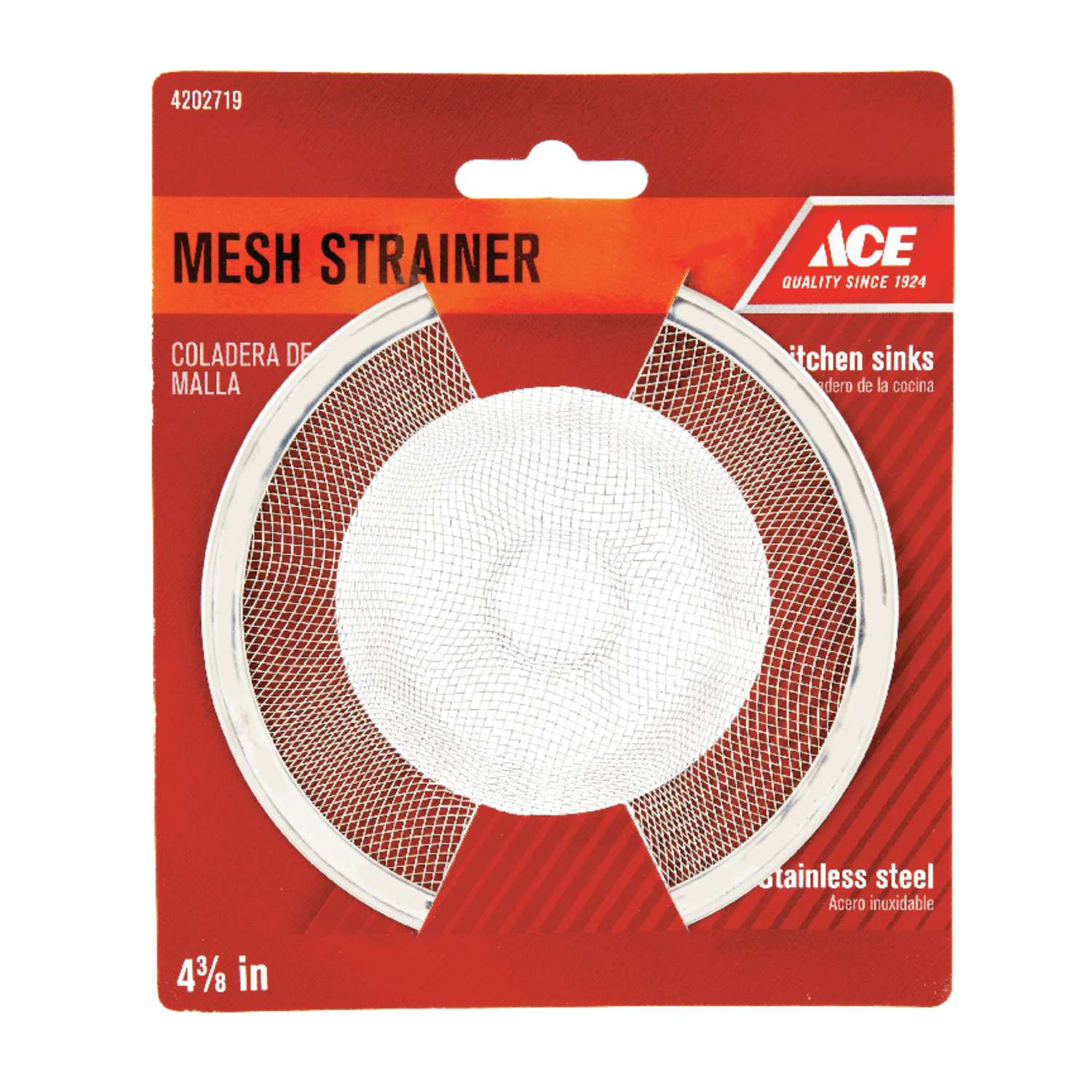 Ace 4-3/8 in. D Chrome Stainless Steel Mesh Strainer White - Ace Hardware