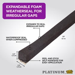 M-D Building Products PLATINUM Black Foam Weatherseal For Gaps and Openings 240 in. L X 0.5 in.