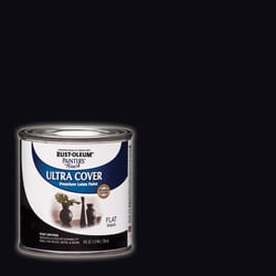 Rust-Oleum Painters Touch Flat Black Water-Based Ultra Cover Paint Exterior and Interior 0.5 pt