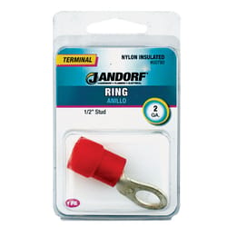Jandorf 2 Ga. Insulated Wire Terminal Ring Red 1 pk