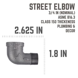 STZ Industries 3/4 in. FIP each X 3/4 in. D MIP Black Malleable Iron 90 Degree Street Elbow