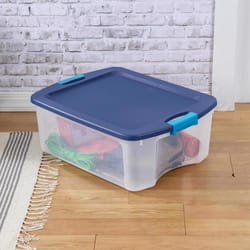 Sterilite 12 gal Blue/Clear Latch Storage Box 9-1/4 in. H X 23-5/8 in. W X 18-5/8 in. D Stackable