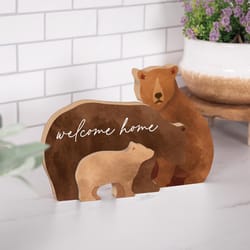 P Graham Dunn 7 in. H X 1 in. W X 10 in. L Brown MDF Welcome Home Bear Nesting Shape Decor