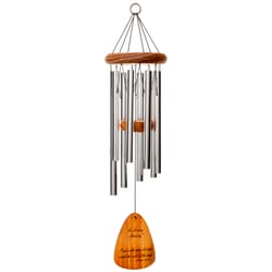 Wind River In Loving Memory Silver Aluminum/Wood 24 in. Wind Chime