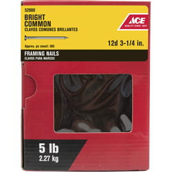 Ace 12D 3-1/4 in. Framing Bright Steel Nail Flat Head 5 lb