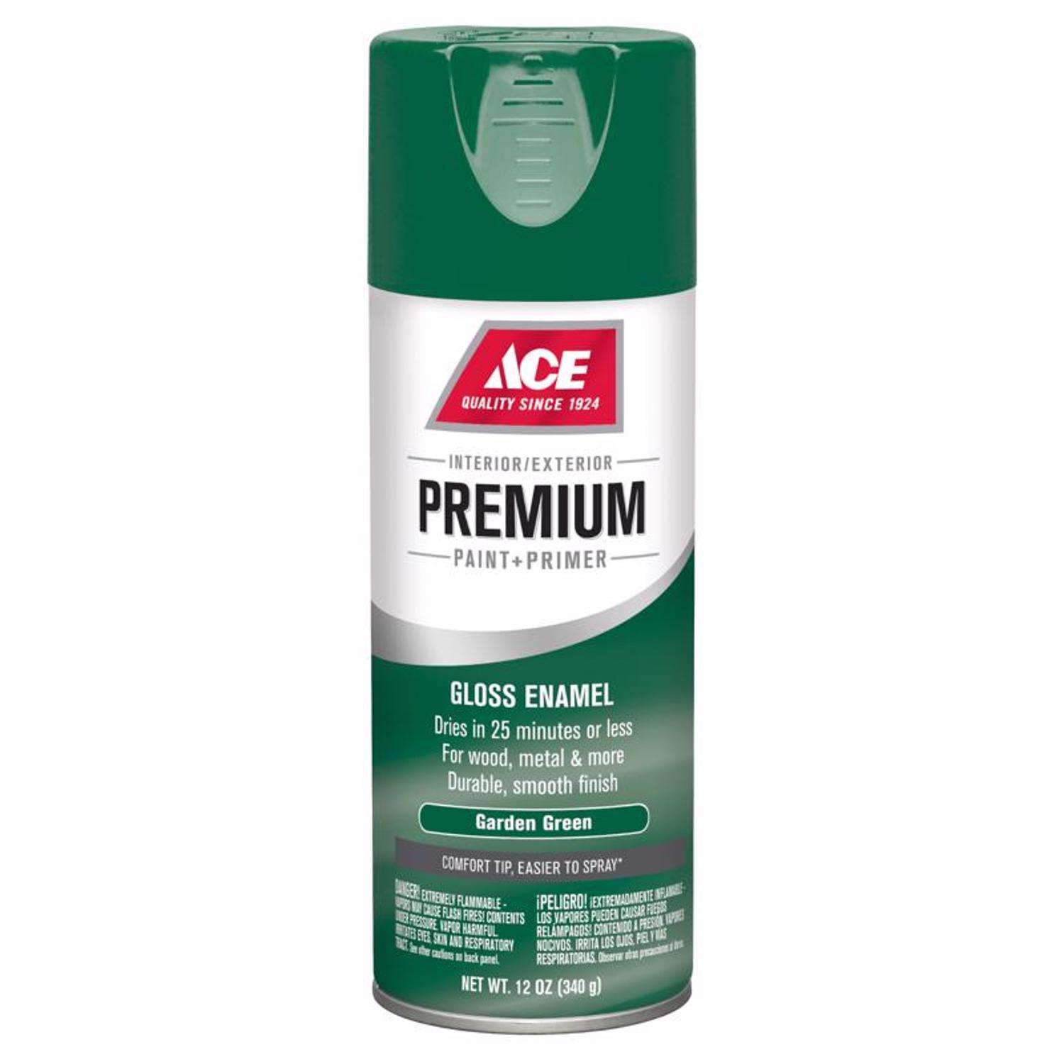 Ace Premium Gloss Garden Green Paint Primer Enamel Spray 12 oz Mfr I17017A07 Ace Hardware