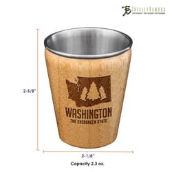 Totally Bamboo 2 oz Brown/Silver Stainless Steel/Wood Washington Shot Glass