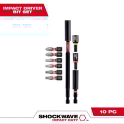 Milwaukee Shockwave Phillips/Square Recess/Torx 6 in. L Impact Insert Bit and Bit Holder Set Steel 1