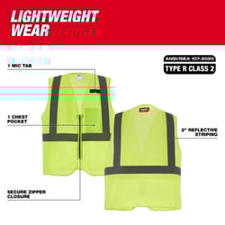 Milwaukee Reflective Class 2 Safety Vest High Visibility Yellow 2X/3X